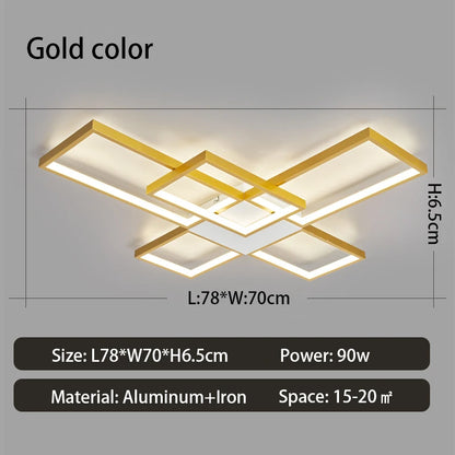 Modern LED Ceiling Lights for Living Room, Bedroom, Lustre, Home Decor, Dimmable Ceiling Lamp, Black/Gold Ceiling Light Fixtures