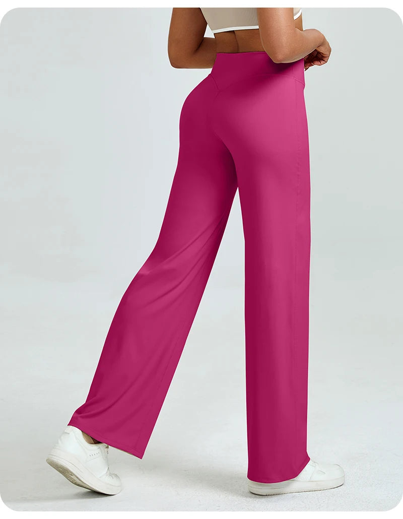 Women's High Waisted Straight Leg Yoga Pants, Naked Feeling, Butt Lift, Loose Fit, Workout Pants, Slimming Gym Pants