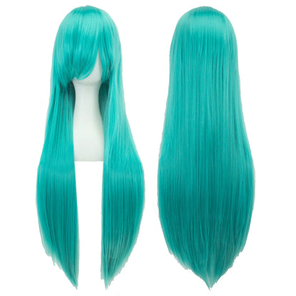 Soowee, pelo sintético de 80cm de largo, pelucas de Cosplay blancas y moradas, peluca recta de pelo negro para fiesta, peluca para mujer.