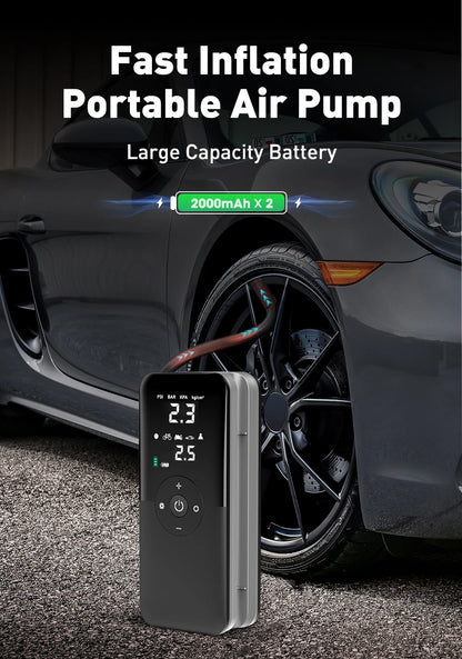 CARSUN-inflador de neumáticos con bomba de aire recargable, compresor portátil, inflador de neumáticos de coche inalámbrico Digital para bolas de bicicleta