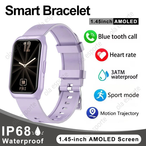 Para mujeres hombres reloj inteligente pantalla AMOLED salud monitoreo del ritmo cardíaco Bluetooth llamada IP68 impermeable deporte al aire libre pulsera inteligente