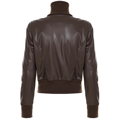 Chaqueta de cuero Pu estilo Safari con bolsillos ajustados, abrigos de manga larga con cremallera y cuello alto para mujer, ropa de calle Y2K para Otoño e Invierno 2025