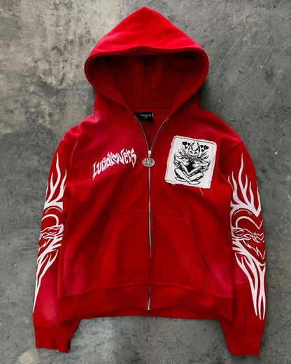 Y2K nueva versión coreana de estilo universitario Spice Girl cremallera Sudadera con capucha mujeres Harajuku Casual suelta polar grueso sudadera Punk Sudadera con capucha