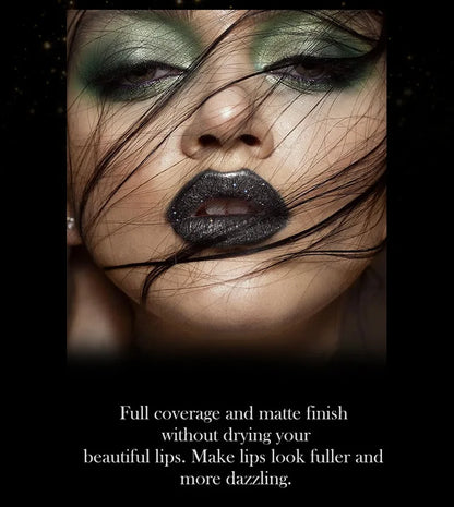 Lápiz labial con purpurina de 7 colores, resistente al agua, de larga duración, diamante nacarado, metálico, brillo de labios negro, maquillaje de labios para mujer, cosmético