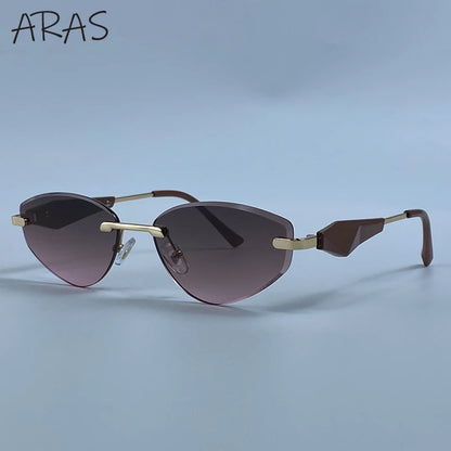 Gafas de Y2K Punk sin montura de ojo de gato, gafas 2026 de diseño de lujo irregulares sin marco, gafas de mujer, gafas de fiesta de moda