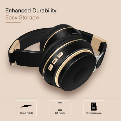 Bluetooth 2026 Wireless Headphones, On-Ear Stereo Headset with SD Card Support and Microphone for iPhone, Samsung, and Tablets