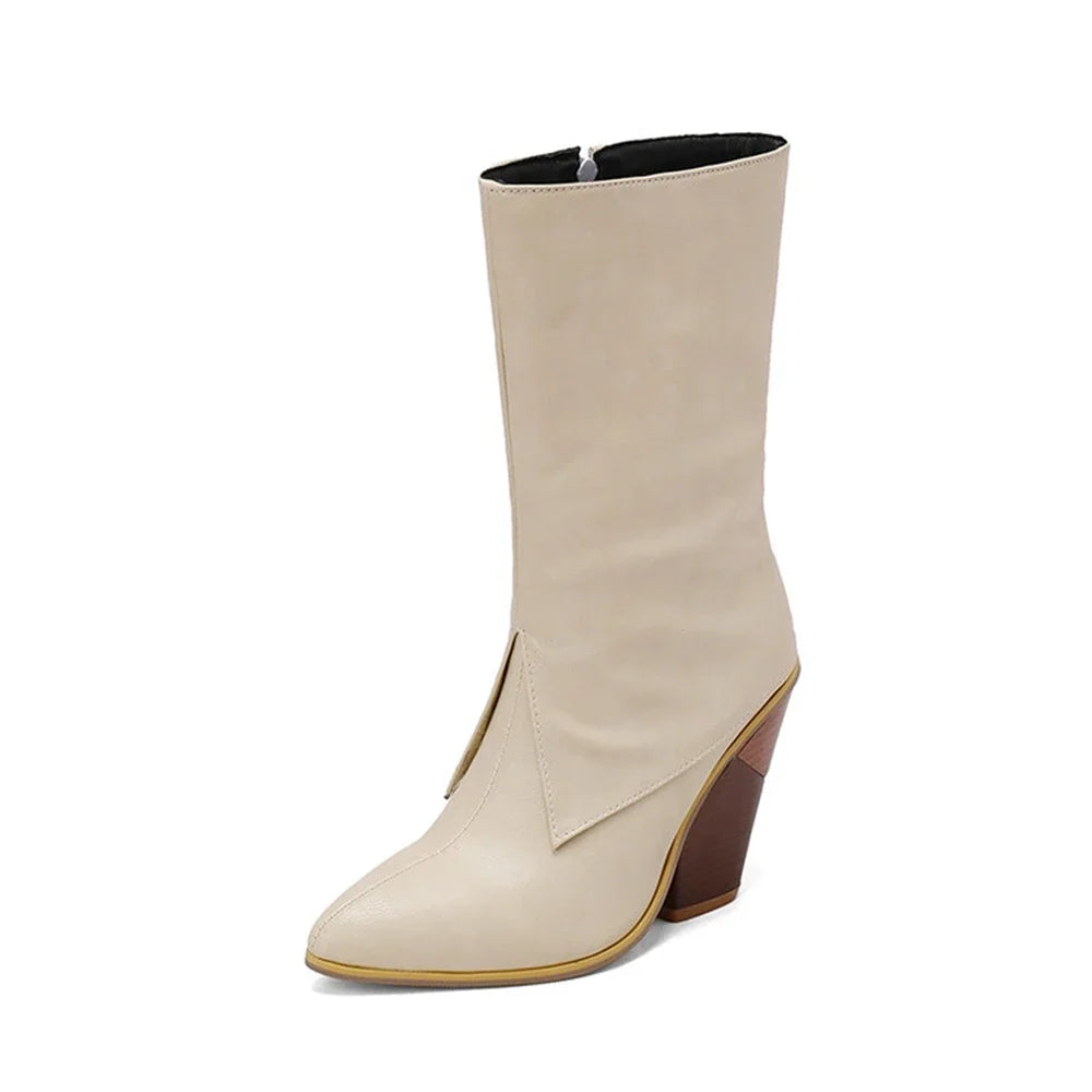 Botas De Mujer Botas De diseñador Mujer moda Sexy tacones altos puntiagudos cremallera lateral Botas cortas zapatos De plataforma talla grande 48 4005