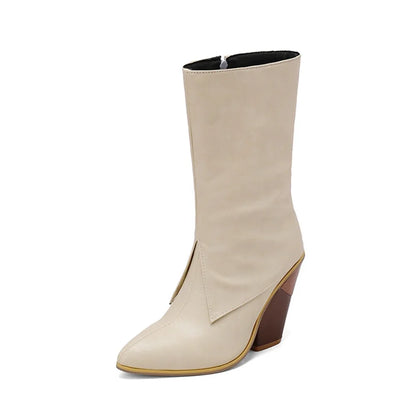 Botas De Mujer Botas De diseñador Mujer moda Sexy tacones altos puntiagudos cremallera lateral Botas cortas zapatos De plataforma talla grande 48 4005