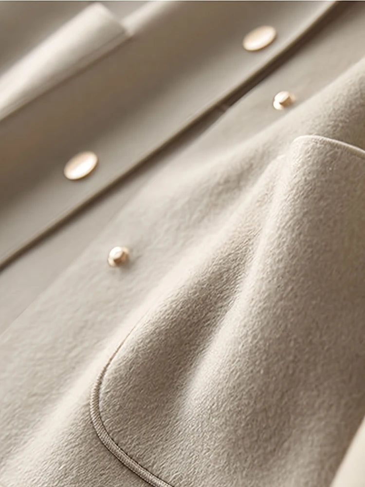 Abrigos de lana cortos lisos clásicos para mujer Otoño Invierno ropa cálida para mujer abotonada abrigo femenino trajes nuevos en prendas de vestir exteriores