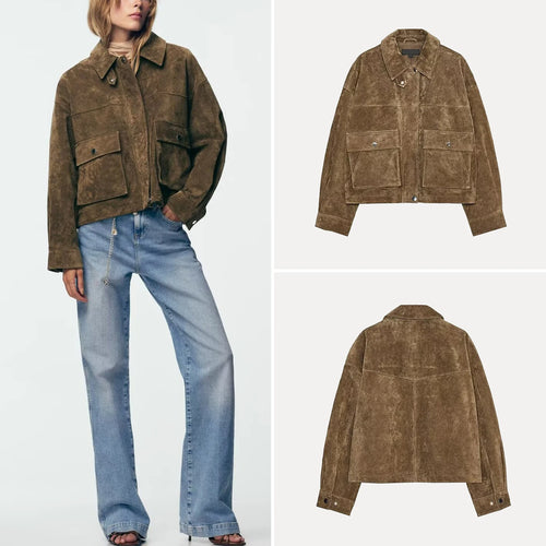 Chaqueta de Piloto de Cuero Puro para Mujer Z, Estilo, Corte Están, Chaqueta Corta, E y de Calidad