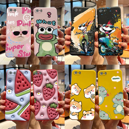 Para iPhone 5 5S Funda lindo oso dibujos animados Rana pintado Funda suave para iPhone SE 2016 2020 2022 SE2 Funda de teléfono de silicona Coque Funda