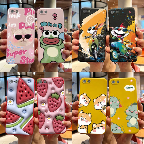 Para iPhone 5 5S Funda lindo oso dibujos animados Rana pintado Funda suave para iPhone SE 2016 2020 2022 SE2 Funda de teléfono de silicona Coque Funda