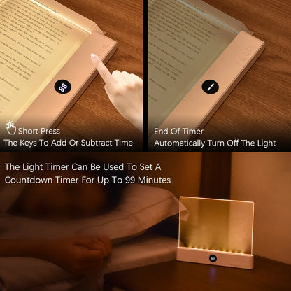 Luz LED para libros y luz nocturna 2 en 1, 3 temperaturas de color y atenuación continua, luz de lectura recargable por USB con temporizador para Ni