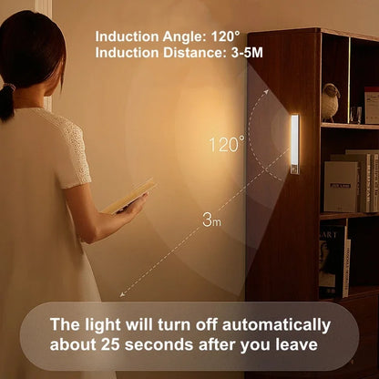 Tira de luces LED con Sensor de movimiento, luz nocturna con Sensor inalámbrico, Detector recargable por USB, lámpara de pared, armario de cocina y almacenamiento