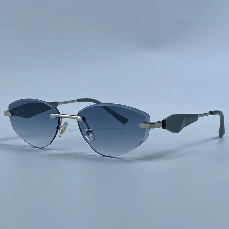 Gafas de Y2K Punk sin montura de ojo de gato, gafas 2026 de diseño de lujo irregulares sin marco, gafas de mujer, gafas de fiesta de moda
