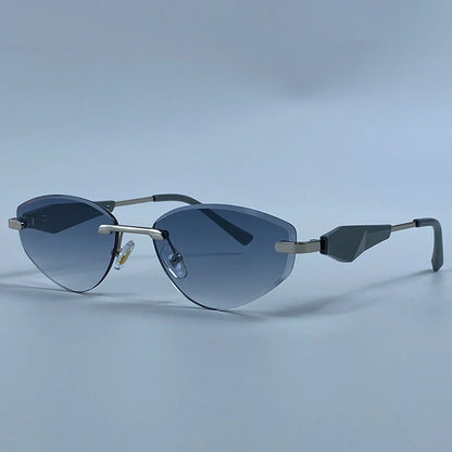 Gafas de Y2K Punk sin montura de ojo de gato, gafas 2026 de diseño de lujo irregulares sin marco, gafas de mujer, gafas de fiesta de moda