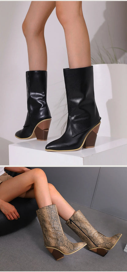 Botas De Mujer Botas De diseñador Mujer moda Sexy tacones altos puntiagudos cremallera lateral Botas cortas zapatos De plataforma talla grande 48 4005