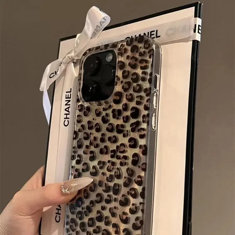 Leopard Print Clear Phone Case for iPhone 16 15 14 13 12 11 Pro Max 16E XS XR X 7 8 Plus SE, Shockproof Silicone Soft Cover