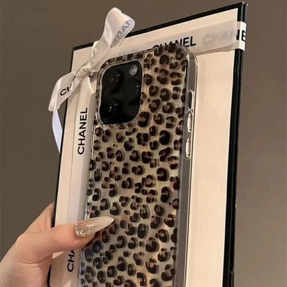 Leopard Print Clear Phone Case for iPhone 16 15 14 13 12 11 Pro Max 16E XS XR X 7 8 Plus SE, Shockproof Silicone Soft Cover