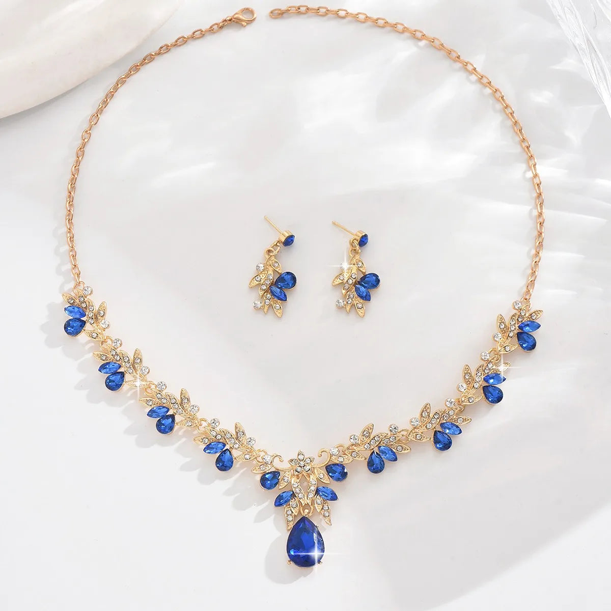 3 uds nuevos conjuntos de Collar de moda para mujer Collar de gota de agua gargantilla Collar pendiente conjunto de joyería para graduación cumpleaños boda nupcial