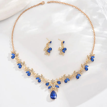 3 uds nuevos conjuntos de Collar de moda para mujer Collar de gota de agua gargantilla Collar pendiente conjunto de joyería para graduación cumpleaños boda nupcial