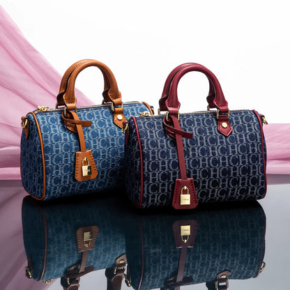 Bolso de hombro para mujer, nuevo bolso de almohada empalmado de vaquero, bolso informal de fiesta para mujer