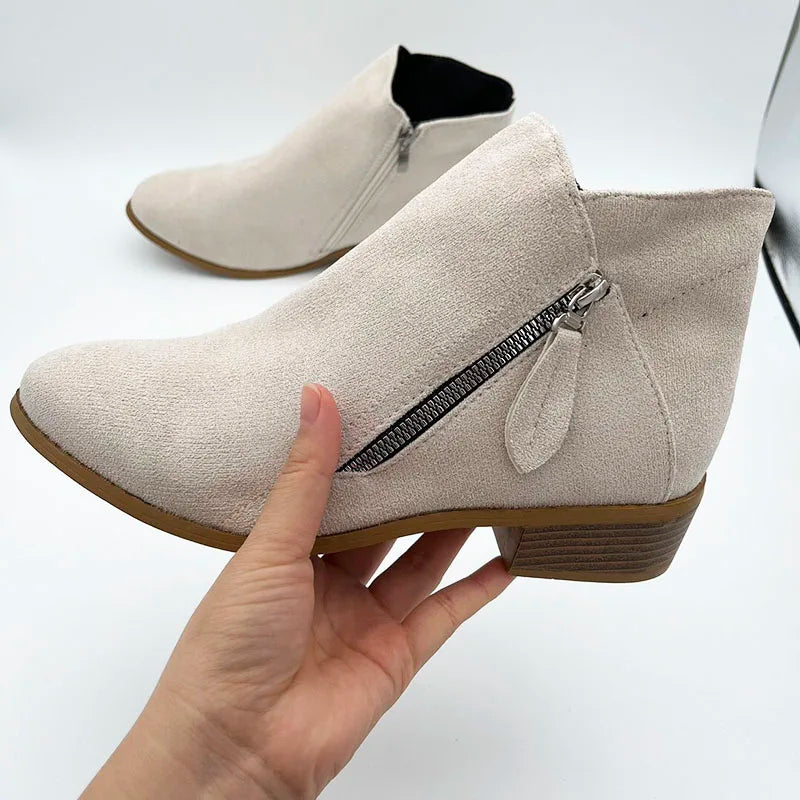 Women's Ankle Boots 2026, Fall Suede Chelsea Boots, Fashion Platform Boots for Women, Side Zipper Heel Ankle Boots, Women's Boots