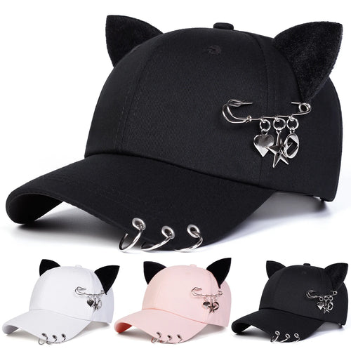 Gorra de Béisbol Unisex con Orejas de Gato, Ajustable, Casual, para Primavera y Otoño, Protección Solar, Gorra Deportiva