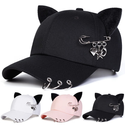 Gorra de Béisbol Unisex con Orejas de Gato, Ajustable, Casual, para Primavera y Otoño, Protección Solar, Gorra Deportiva