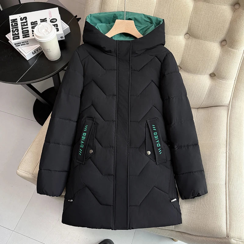 High-end women's mid-length down jacket, thick, warm and stylish, Korean style, for winter, c...