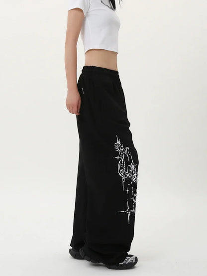 Pantalones de baile de Jazz de marca de tendencia de baile callejero, pantalones de chándal holgados de calle Retro americano para mujer, pantalones de chándal de baile de hip hop