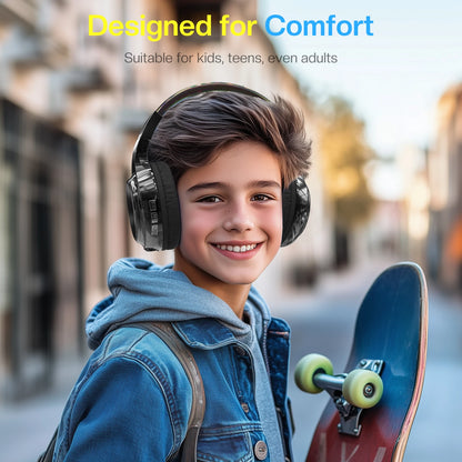 Kids Gradient Bluetooth Headphones, Wireless Over-Ear Headsets for Girls with Mic, Foldable Lightweight Headphones for School Travel