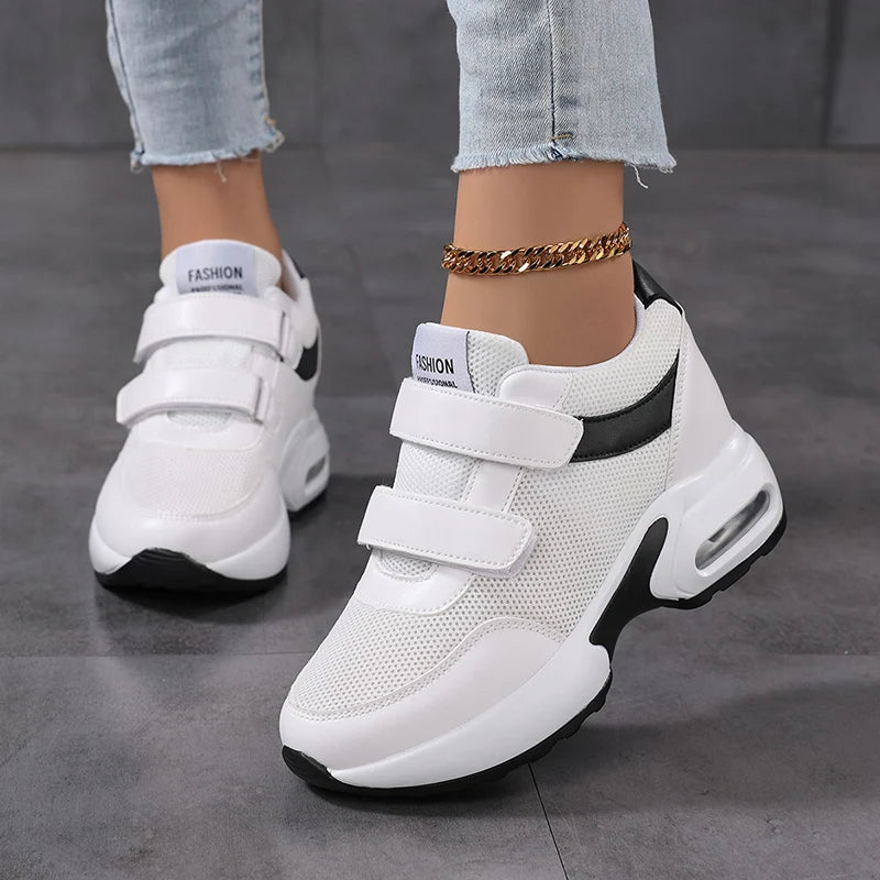Zapatos de plataforma a la moda para mujer, zapatos informales invisibles con aumento de altura, zapatos transpirables con cojín de aire para caminar y viajar
